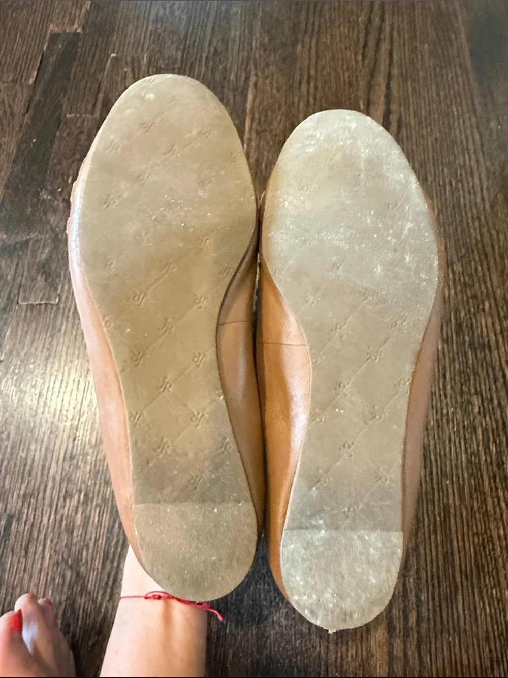 Jack Rogers Brown Gold Leather Women's Embroidered Ballet Flats
